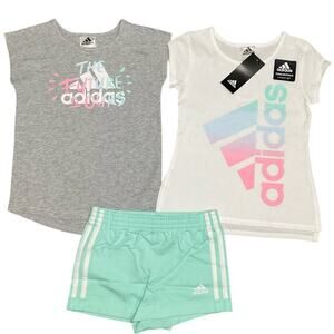 adidas Girl’s Activewear Shirts Shorts 3 Piece Set Size 4T NWT